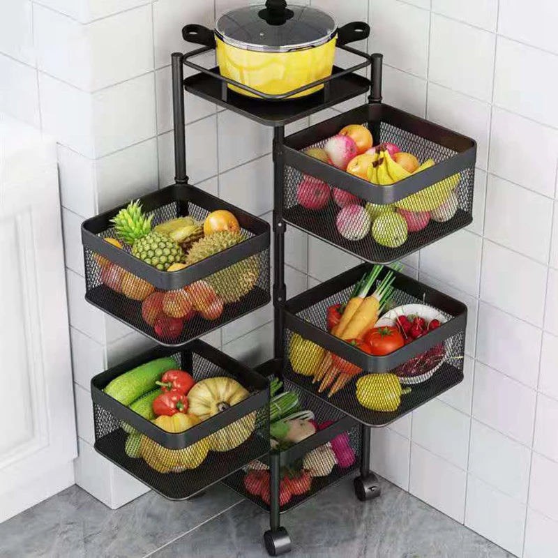 Panier à légumes rotatif pour ranger les fruits et les articles ménagers